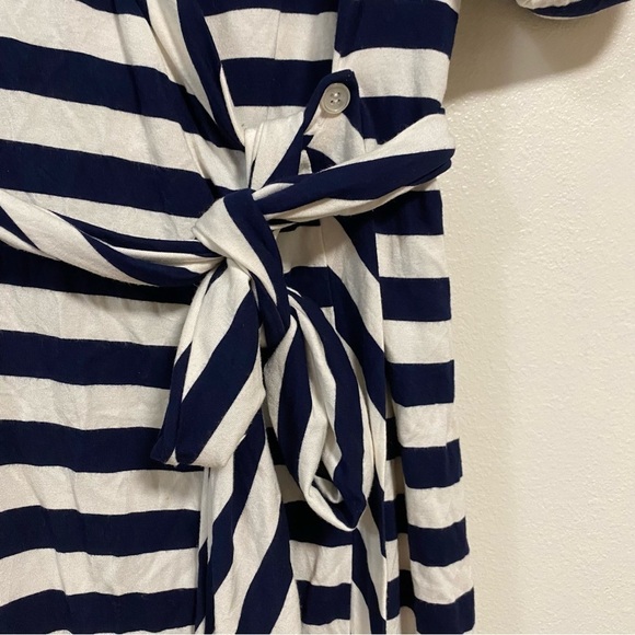Soft Surroundings Dress Women’s Size XL Navy White Stripes Jersey Wrap Dress - Picture 6 of 12